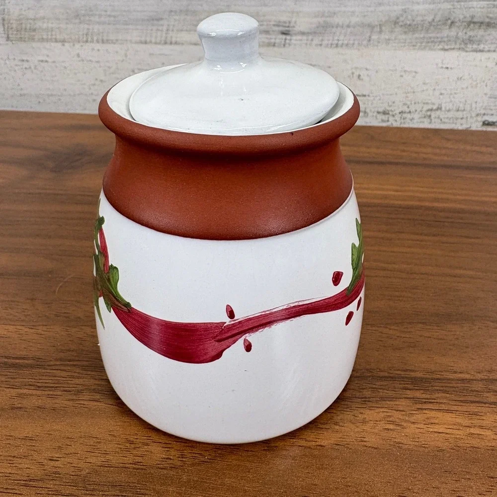 1992 EMERSON CREEK‎ POTTERY HOLIDAY Sugar Jar with Lid